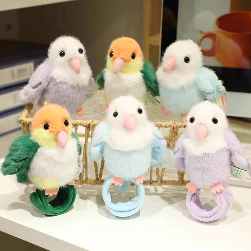 Braccialetto slap e ciondolo in peluche Uccellino: Portachiavi Pappagallo, Pinguino, Passero per Zaini dei Bambini
