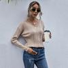 Vintage Fashion Elegant Casual Autumn Inside The Solid Color Twisted V-neck Knitted Mori Sweater Women Women
