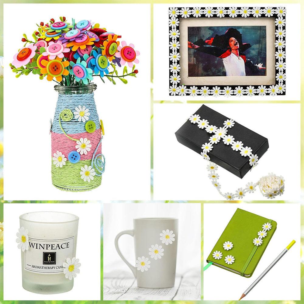 Tessuto di Pizzo Bianco Ricamato con Fiori di Margherita, Larghezza 2,5/3,5CM, Nastro di Pizzo, Colletto per Abito, Cappello, Accessori per Capelli, Rifinitura per Cucito, Decorazione