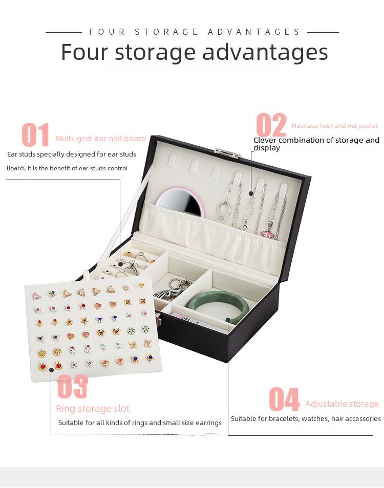 Portable Multifunctional Jewelry Organizer Box for Earrings, Rings, and Necklaces