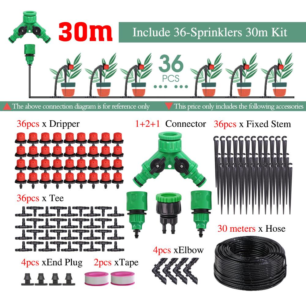 5-50m Garden 1/4'' Drip Irrigation Kit Automatic Watering System Nozzles for Farmland Bonsai Plant Flower Vegetable Greenhouse