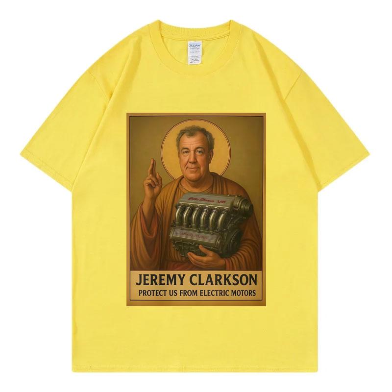 

Jeremy Clarkson Protect Us From Electric Motors T-shirt Top Funny Meme Graphic T Shirt Unisex Casual Fashion Loose T-shirts 3XL