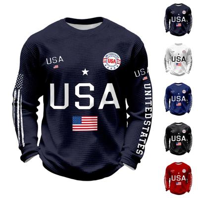 Sudadera Casual de Manga Larga con Estampado de Letras para Hombre Aniversario USA