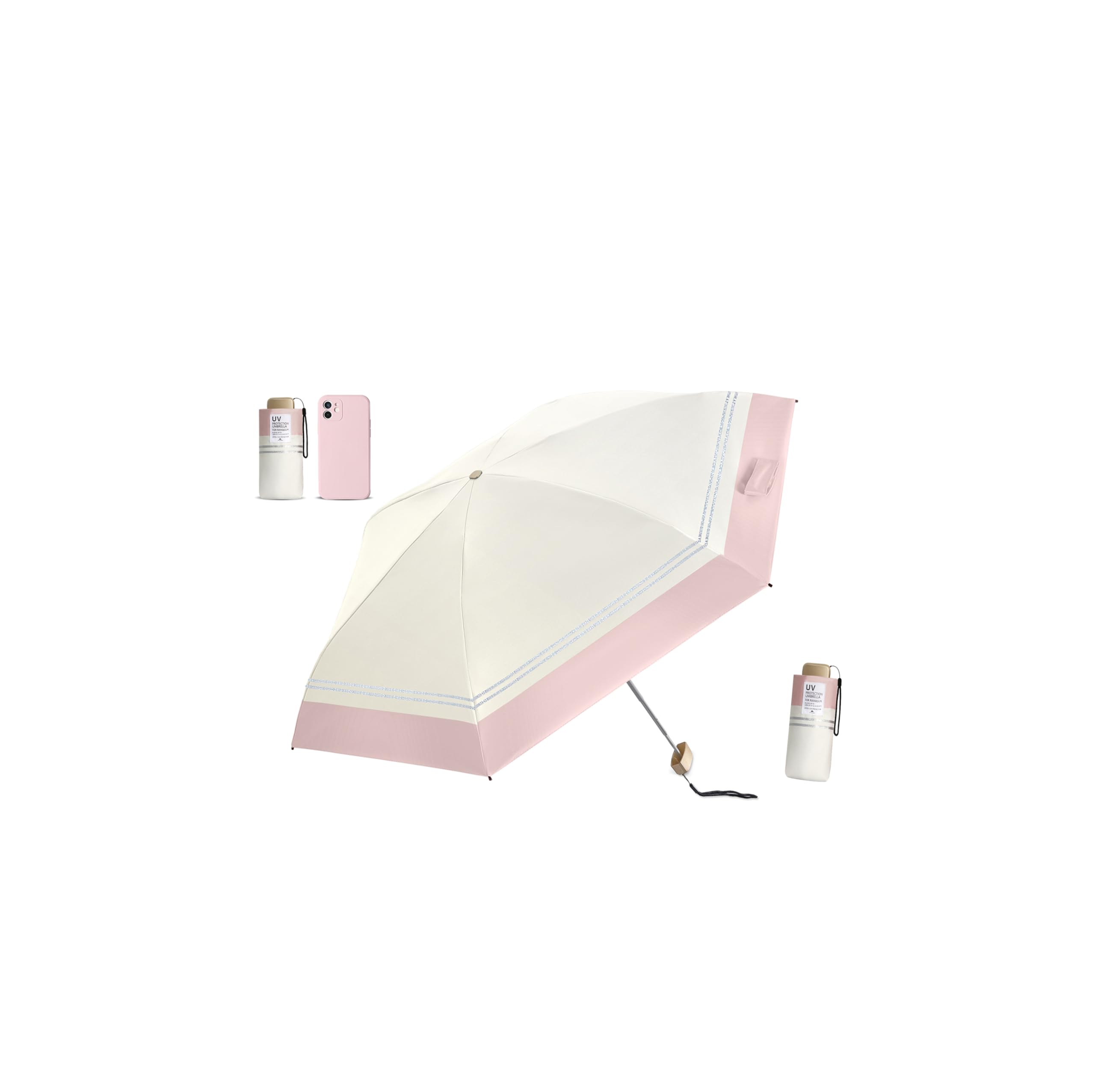 

Новый складной складной зонтик JIS Ultra UV Blocking UV Light от солнца, тепловой удар, двойной чехол для хранения на 6 дней рождения, подходящий для кармана [2025] бежевый