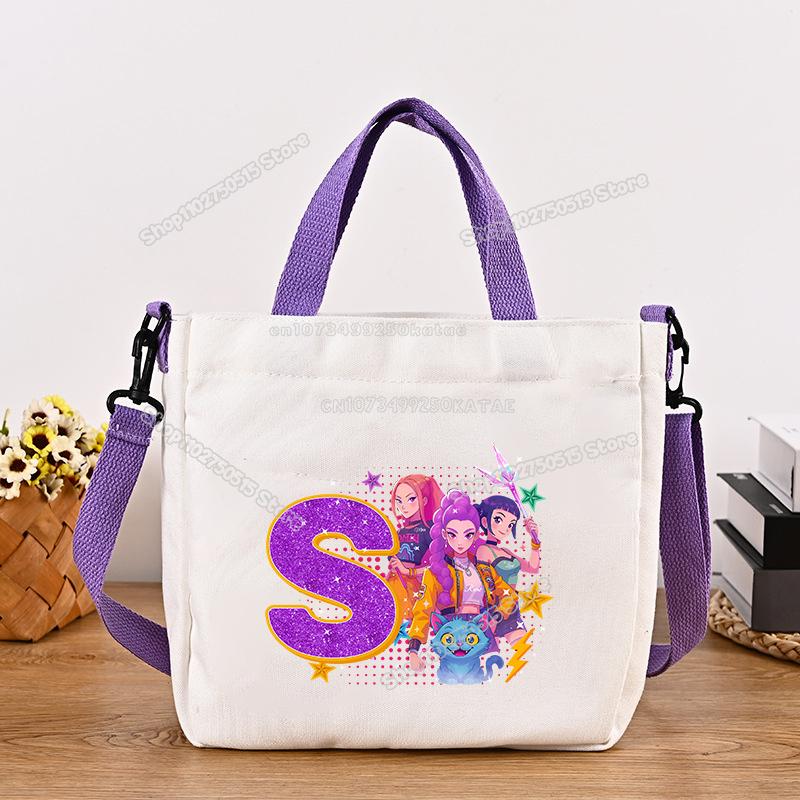 Schöne KPop Dämonenjäger Canvas Umhängetasche Multifunktionale Damen Handtasche Cartoon Mädchen Tragetasche Studenten Schultasche Damen Stoff Umhängetasche