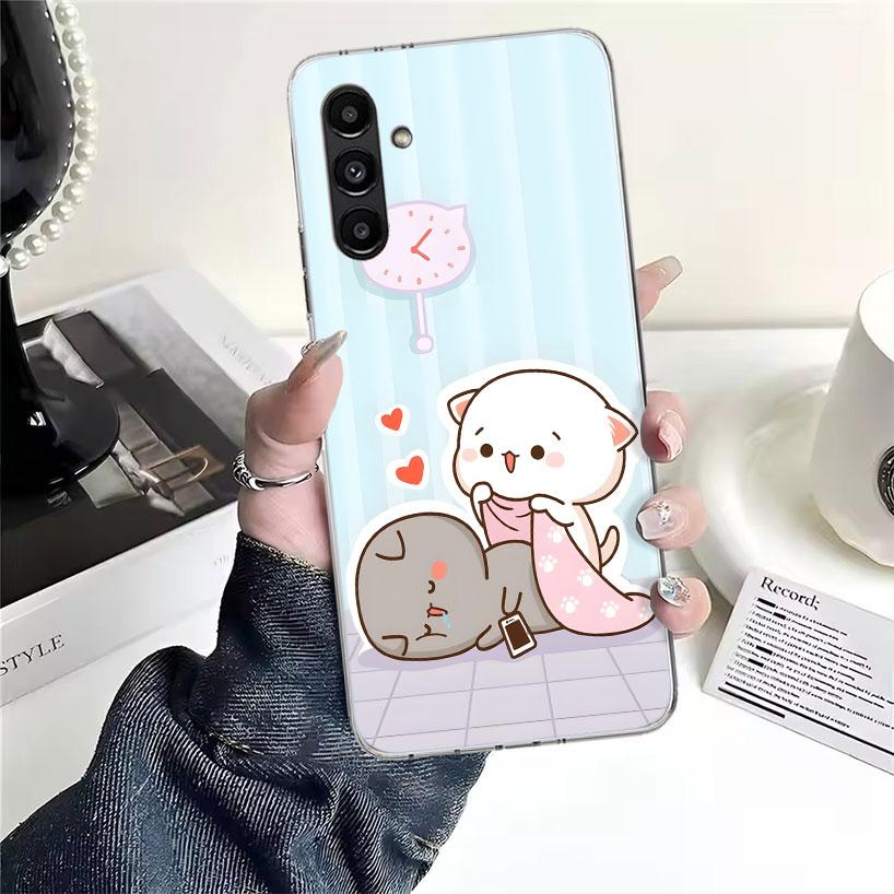 Cute Peach Goma Cat Phone Case For Samsung Galaxy A13 A14 A15 A16 A17 A53 A54 A55 A56 A57 A33 A34 A35 A36 A37 A23 A24 A25 A26 Ga