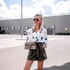 Autumn 2024 Floral Print Stand-up Collar Long Sleeve Shirt for Women - European & American Style