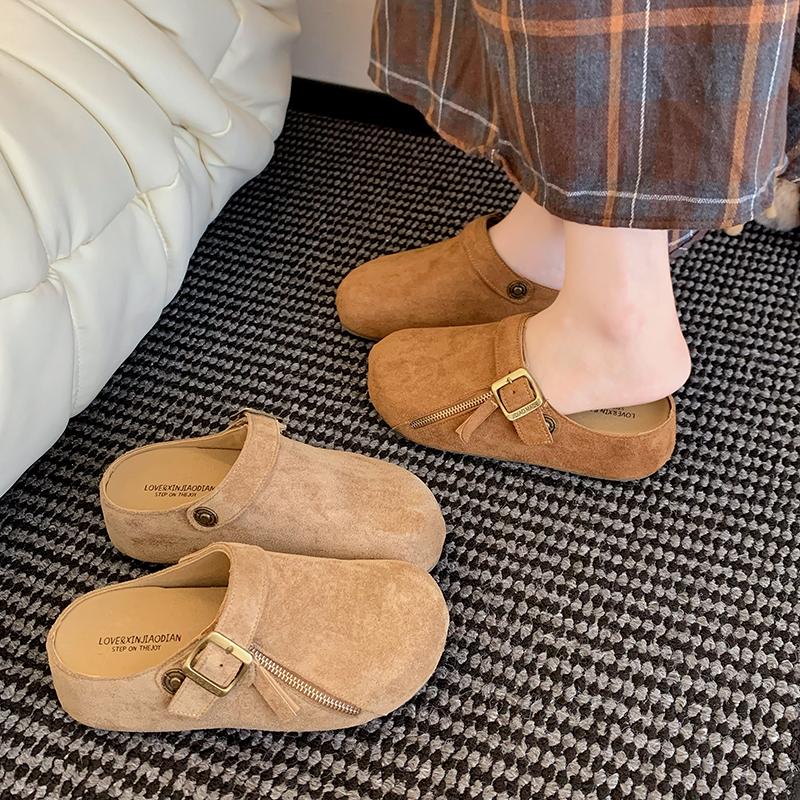 Plateforme Ballerines Femmes Pantoufles Daim Boucle Mules Chaussures 2025 Été Sandales Slingback Nouvelles Tendances Décontractées Sandalias De Mujer