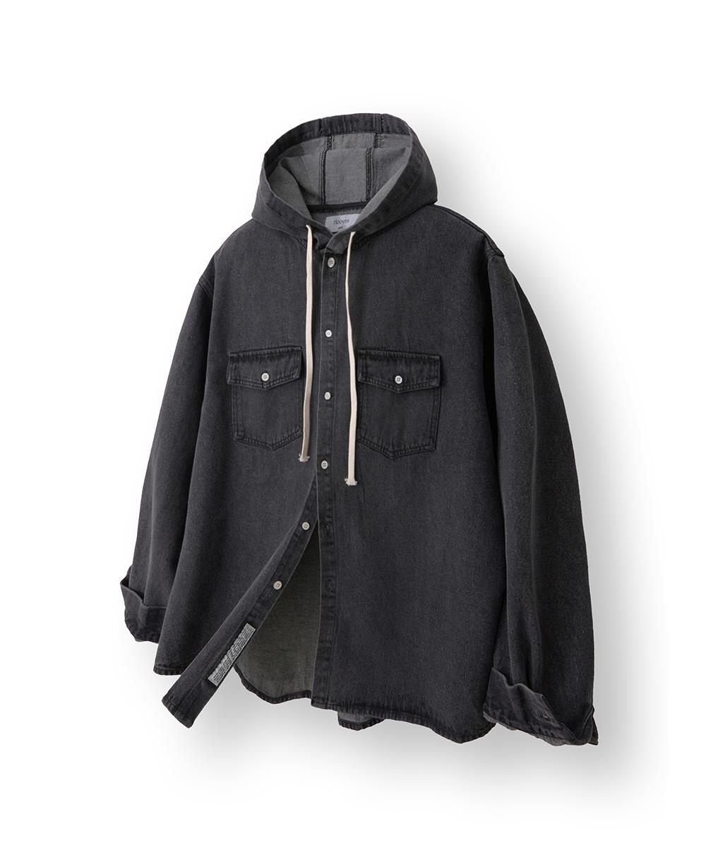 Whoops Washed Denim Hoodie [Black] M