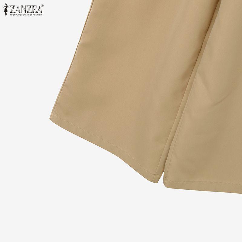 ZANZEA Damen Langarm Patchwork Bluse und Hose Lässige Zweiteilige Anzugsets