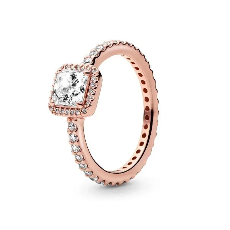 925 Sterling Silver Rose Gold Ring Hot Selling, Sparkling, Fashionable and Charming Crystal Ring, Women's Birthday Jewelry