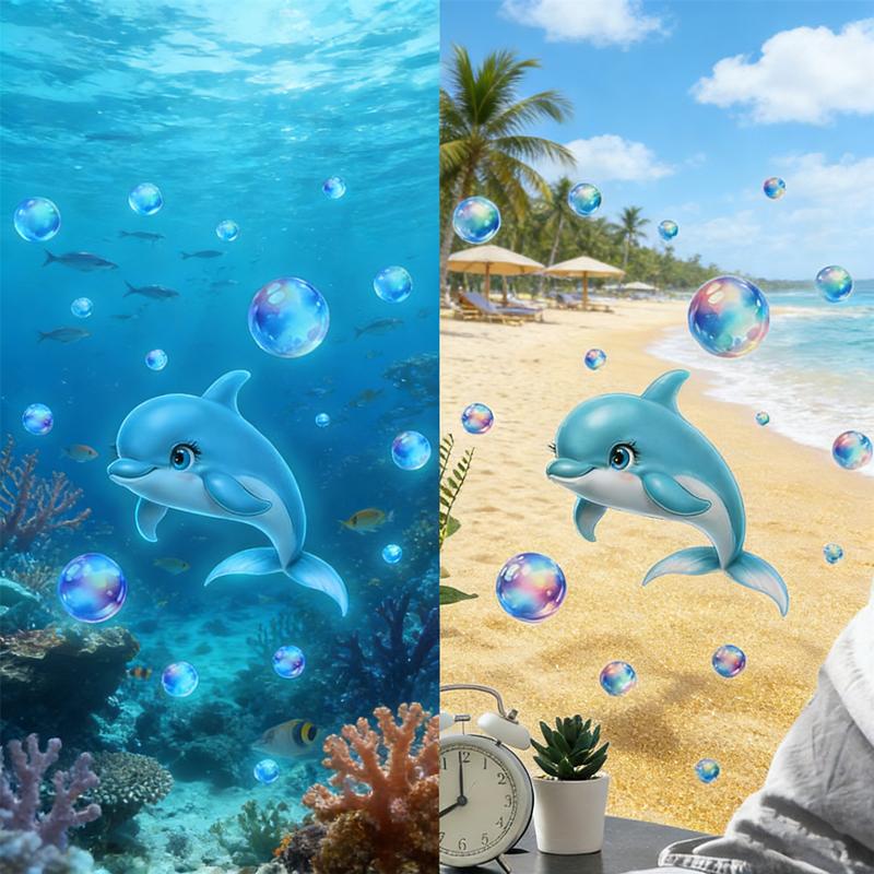 Under the Sea Wall Stickers Glow-in-the-Dark Dolphin Bubbles Creates Magical Ocean Theme in Room, Nursery or Playroom, Removable