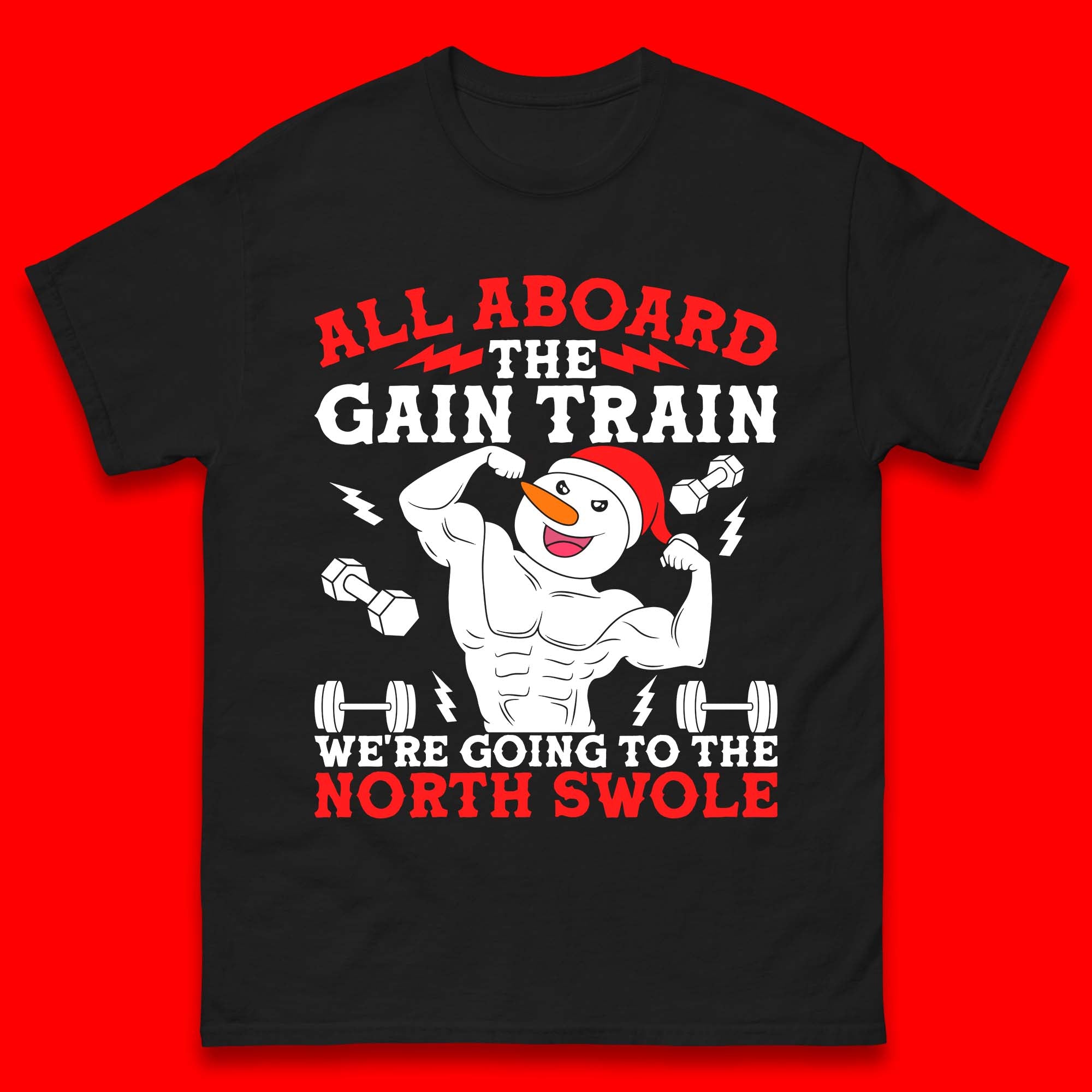 

North Swole Snowman Christmas Gym Mens T-Shirt Womens Tops Tees 4XL