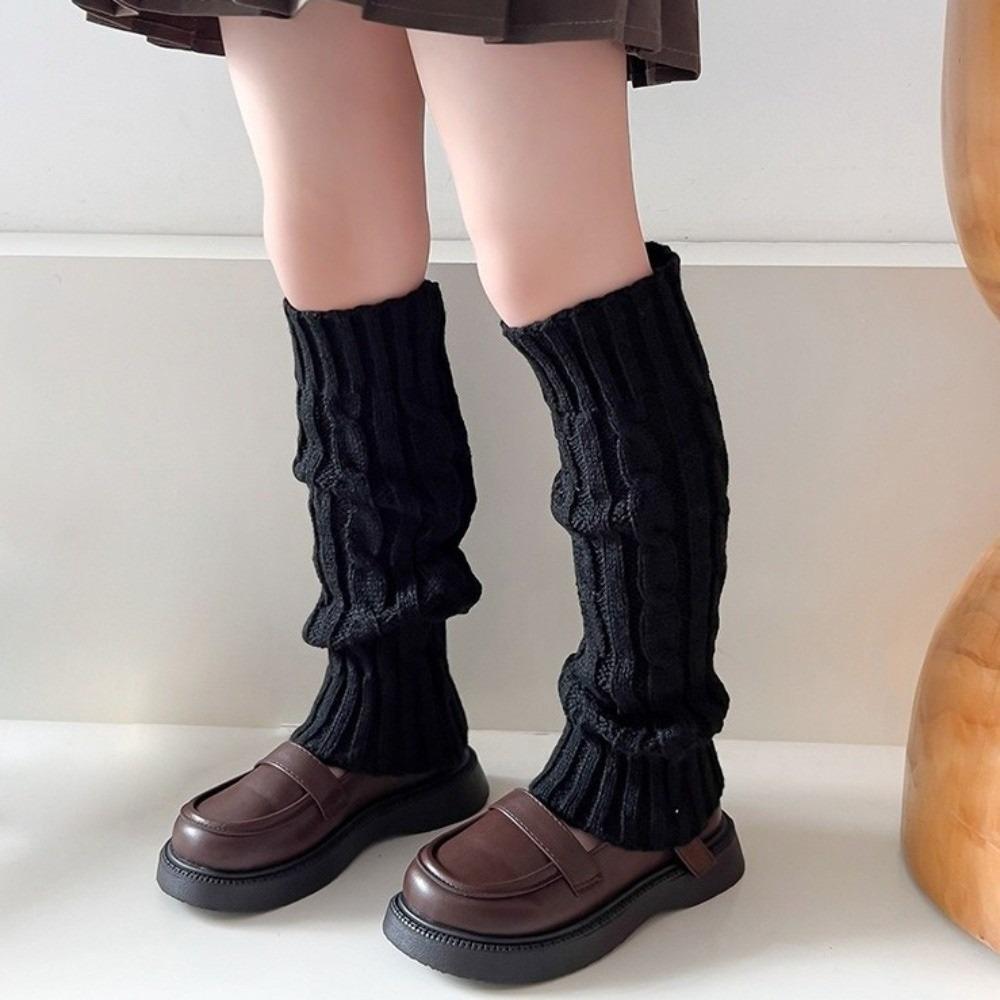 

Solid Color Leg Warmers Knitted Middle Tube Socks New Boot Covers Kids
