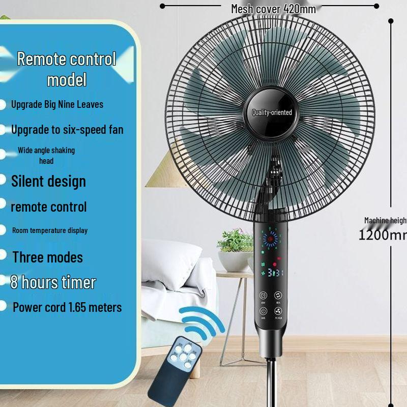 Ventilatore Elettrico Silenzioso a Risparmio Energetico: Ventilatore da Pavimento/Scrivania Oscillante Radiocomandato con Timer Meccanico, Design Verticale e Grande Flusso d'Aria