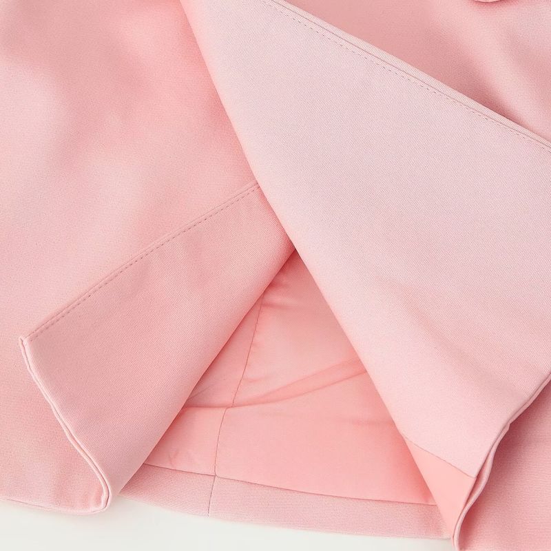 Kaslead New Women Clothes Western Style Lapel Waist Hugging Decorated Row Button Blazers Lace Skirt Set