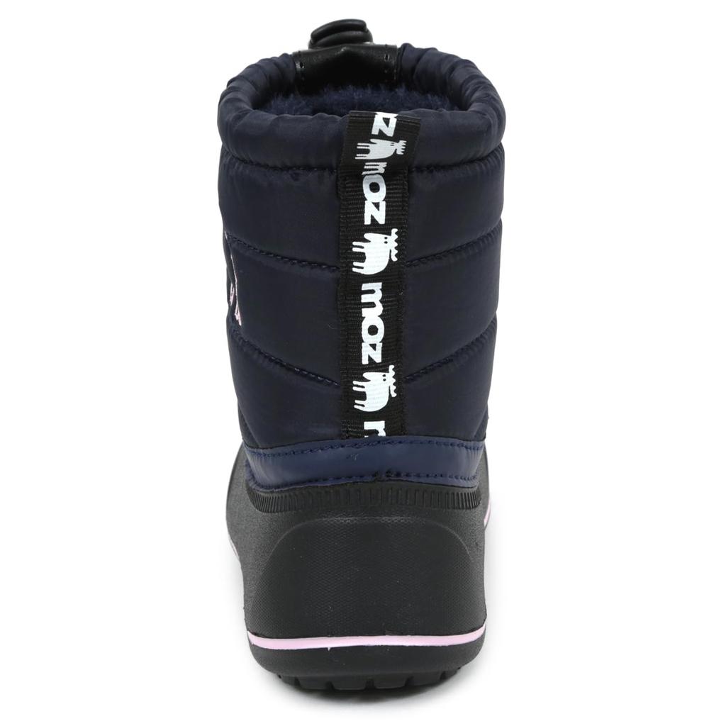 Mozu Bean Down Boots with Inner Boa and Elastic Cuffs, Winter Boots, Kids' Size, Navy, 16.0 Cm