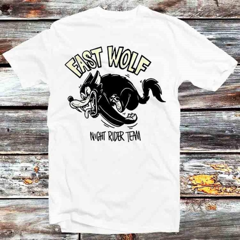 

Футболка из 100% хлопка 230GSM Fast Wolf Night Rider Team Hangout Girls Night Out Футболка в винтажном ретро-стиле Meme Gift Unisex Anime Manga Top Tee B1363 XS белый