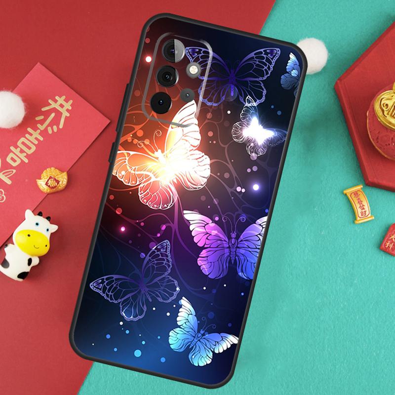 Black Beautiful Butterfly Case For Samsung Galaxy A34 A54 A14 A15 A25 A35 A55 A53 A33 A13 A52 A32 A12 A51 A71 Cover