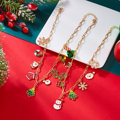 Santa Claus Snowflake Elk Pendant Necklace Women's, Stylish and Exquisite Christmas Ornament Gifts
