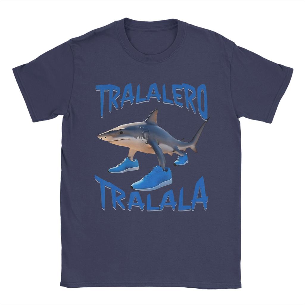 Tralalero Tralala Shark Meme  T Shirt Men 100% Cotton T-Shirts Round Neck Italian Brainrot Memes Tees Short Sleeve Clothing