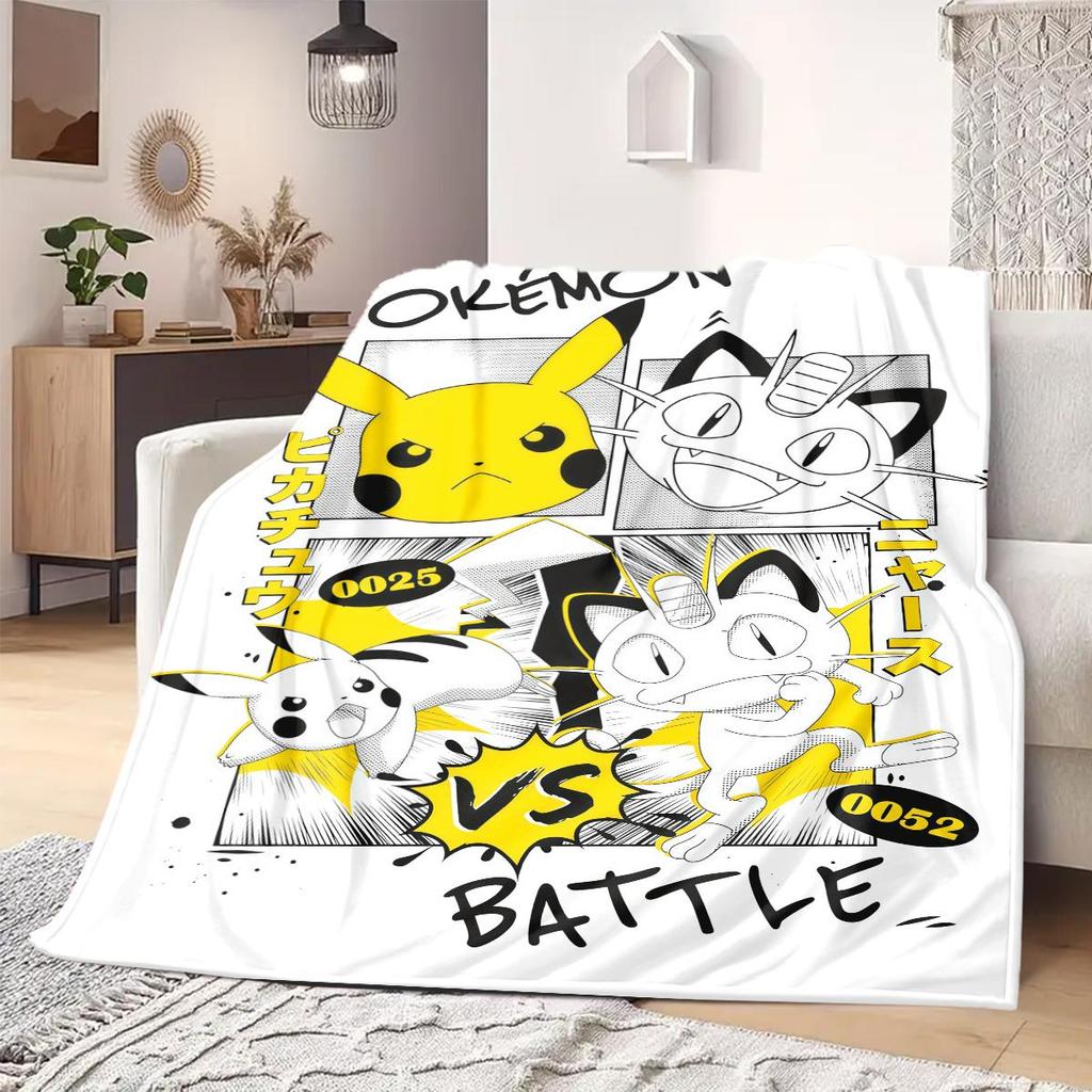 PokeMon Anime Print Blanket Warm Comfortable Flannel Blanket Suitable for Bedrooms, Sofas, Beds, Chairs, Picnics, Travel