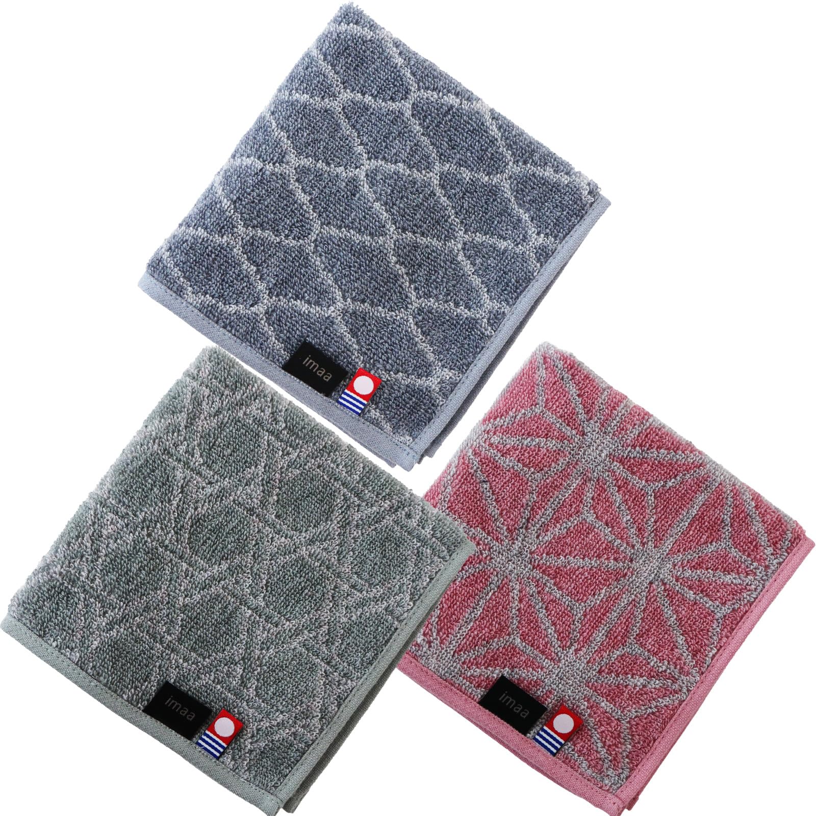 

imaa Imabari Towel Certified Hand Made in Japanese Nagomi B Set Towel/Handkerchief, 25cm, Japan, Vacuum-Compressed, Pattern, Sustainable, Assortment,