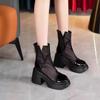 Thin Martin boots women's soft leather mesh thick-soled cool boots new sandals hollow high-heeled thick-heeled mesh boots