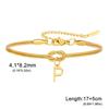 Stainless Steel 26-Letter Bracelet & Anklet with Double-Layer Knotted Snake Bone Chain