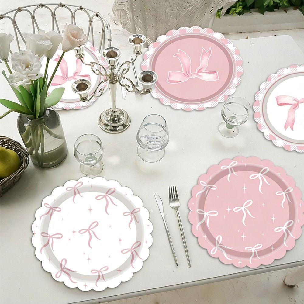 10pcs 7Inch Size Disposable Tableware Pink Color Birthday Party Decor Birthday Party