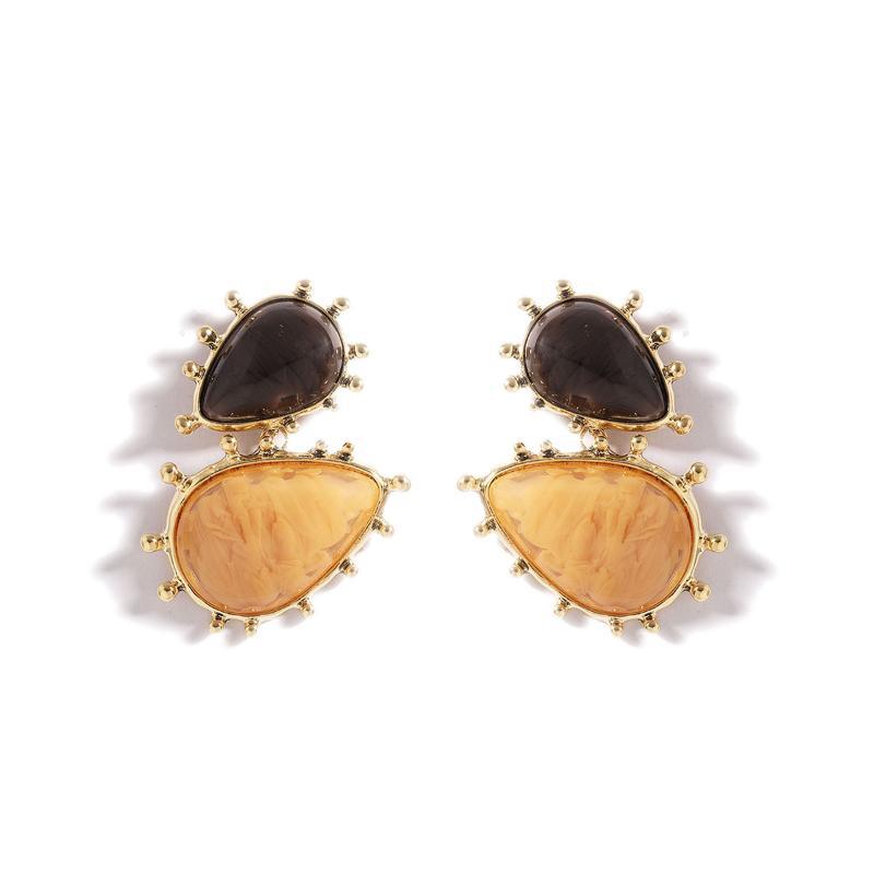 Vintage Resin Dangle Earrings Resin Alloy Irregular Shape Geometric Earrings Sweet Elegant Drop Earrings