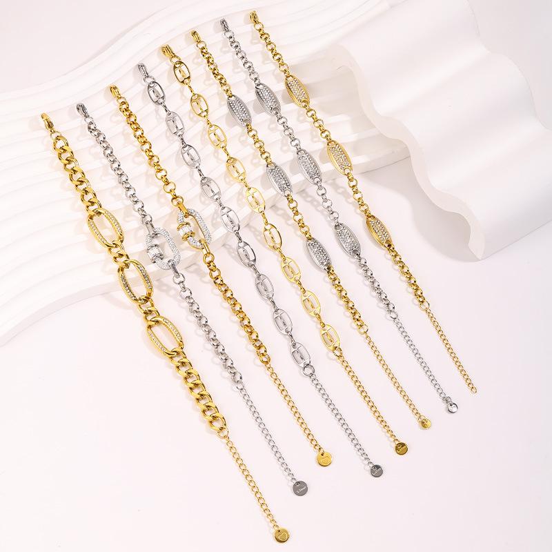 European and American Light Luxury Niche Bracelets for Women Do Not Fade Retro Pandora High-value Diamond-encrusted Cuban Bracelets