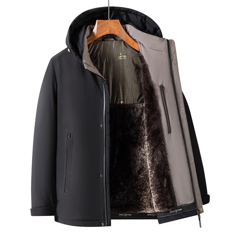 Men's Cotton Coat with Detachable Fleece Graphene Heating Hood