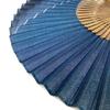 Folding Cotton Fan for Waterfall Blue and Navy Blue Navy [Hana Kanzashi] Men's Fan, Men, Gift, Large, High-Volume, Pattern, [Waterfall Blue]