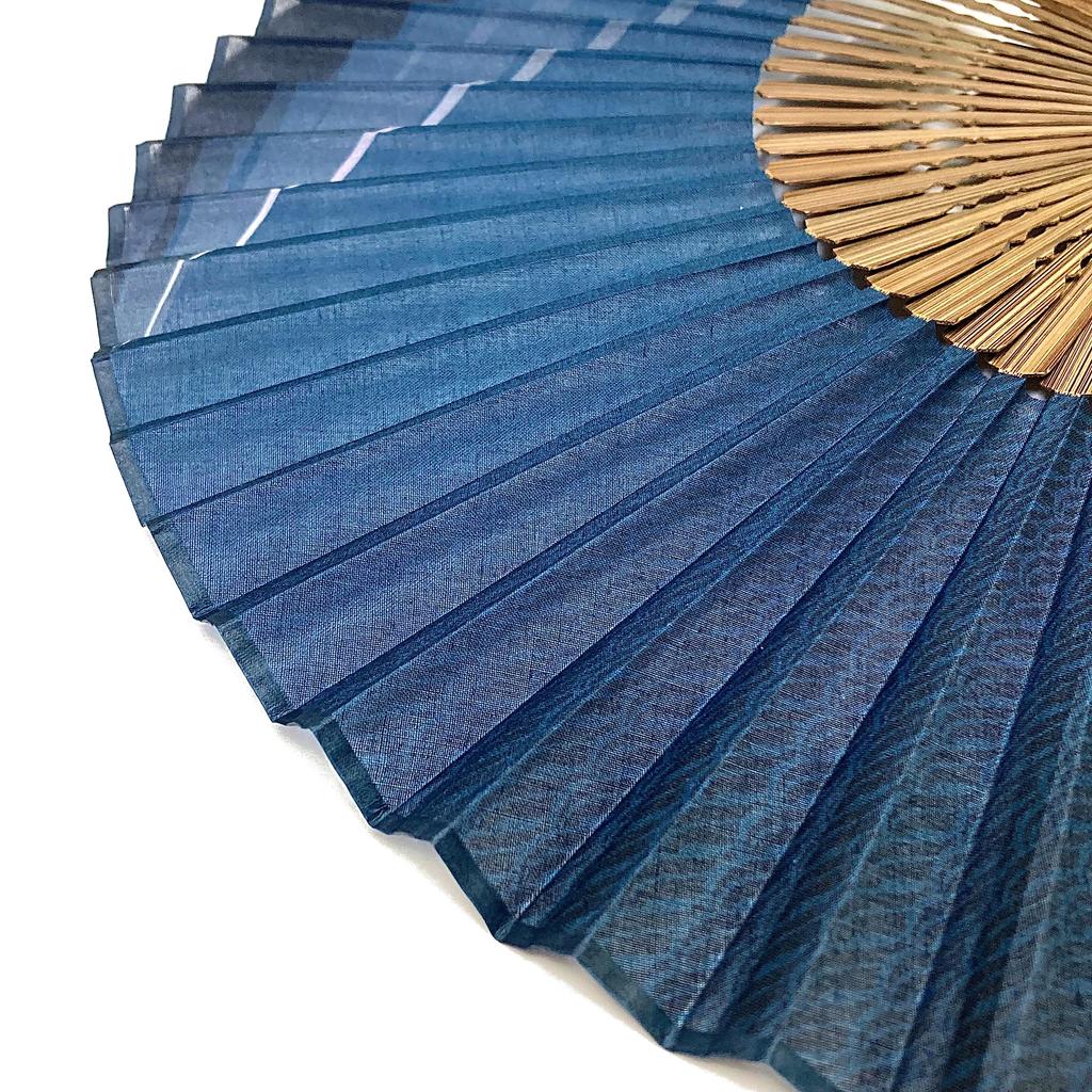 Folding Cotton Fan for Waterfall Blue and Navy Blue Navy [Hana Kanzashi] Men's Fan, Men, Gift, Large, High-Volume, Pattern, [Waterfall Blue]