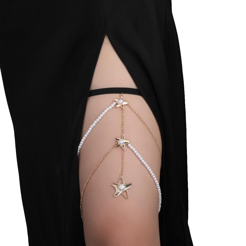 

Summer Leg Chain, Fashionable Personalized Elastic Rope Double-Layer Pendant Chain Leg Chain Leg Decoration