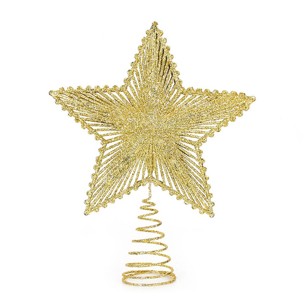 Glitter Xmas Tree Topper Star Decoration Five-Pointed Star Festive Ambiances Personalized Christmas Party Decor Display