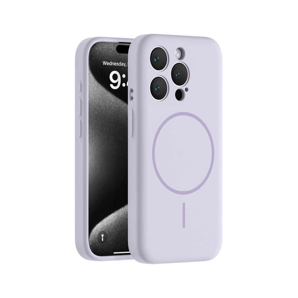 Custodia Magnetica in Silicone a 16 Pulsanti per iPhone 15 Pro Max con Design Lenti a Filo