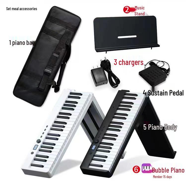 88-Key Folding Electronic Piano with Weighted Hammer Action, MIDI, CE Certified.