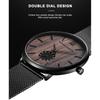 Hannah Martin Men's Ultra-Thin Black Watch Waterproof Fashion Stainless Steel Band Walnut Wood