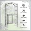 Garden Decorative Metal Arch with Gate Outdoor Patio Trellis Arbor for Climbing Plant Archway Antique Black - 108L X 45W X 215Hcm