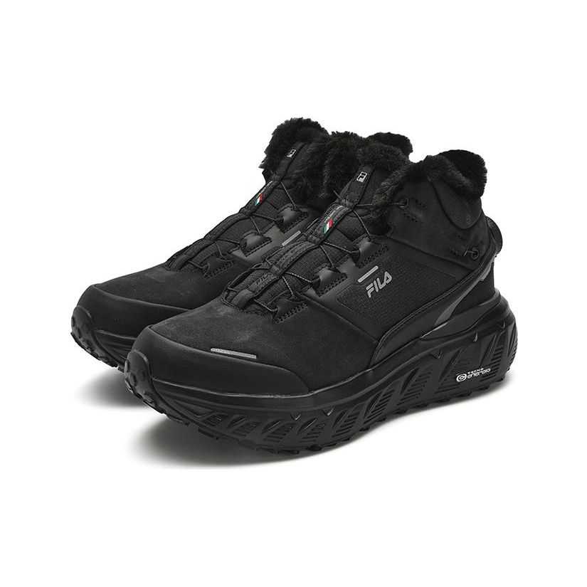 Fila Boa Explorer High We Fleece Shock Absorbing Wear Resistant Mid Top Outdoor Functional Shoes Women shoes Black A12W341221FBB