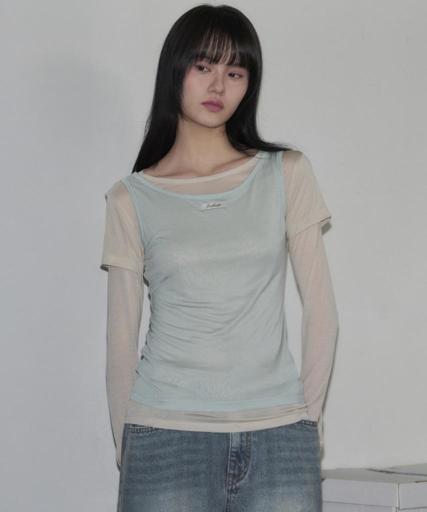 Ledeoli Two-Tone Sleeveless Layered Long Sleeve [Charcoal]