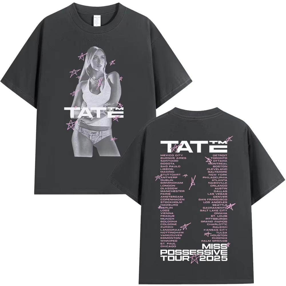 

2026 Tate McRae Miss Possessive Tour Merch TShirt Unisexs Women Harajuku ONeck Short Sleeve T Shirts Casual Tshirt Streetwear S
