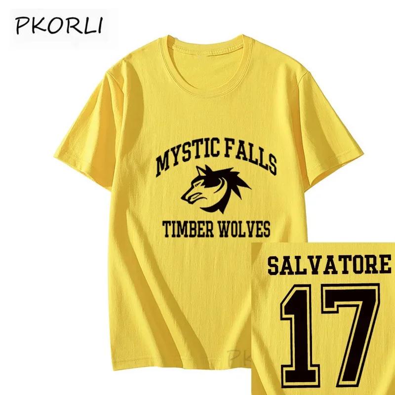 The Vampire Diaries T-shirt Women Vintage Mystic Falls Salvatore 17 Female Clothing Summer Anime Clothes Streetwear