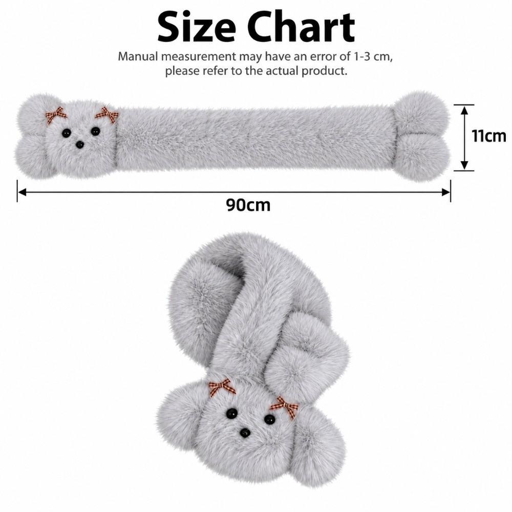 Thick Warm Cartoon Dog Scarf Bow Decor Neck Wrap Cute Winter Scarf Women