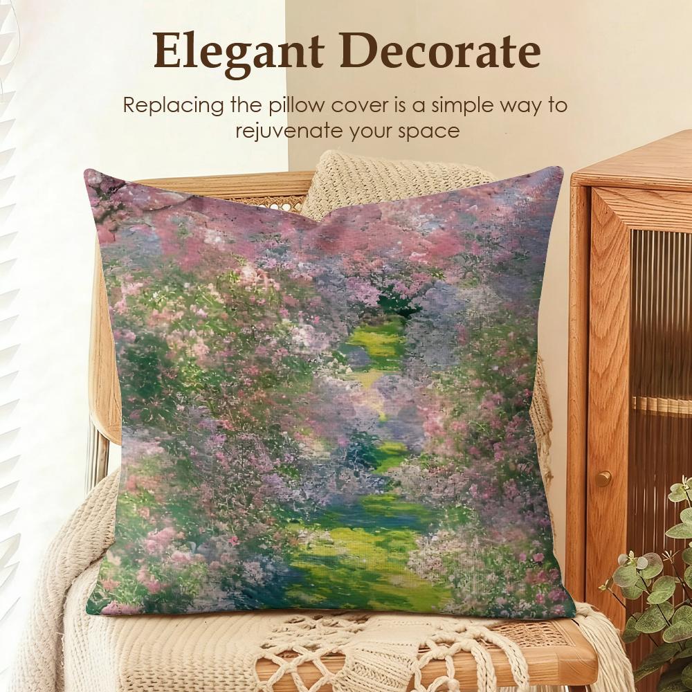 Claude Monet Oil Art Cushion Cover Natural Linen Organic Fabric Double-Sided Printing Sofa Home Decor Gift Pillow Case