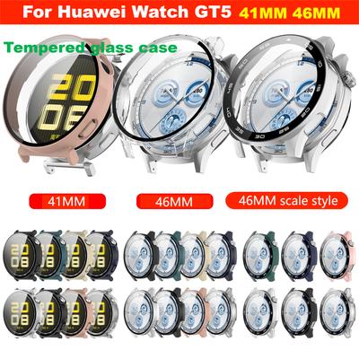 Hülle aus gehärtetem Glas für Huawei Watch GT 5 Vollständiger Displayschutz Bumper für Watch GT5 Smartwatch-Zubehör 41MM 46MM