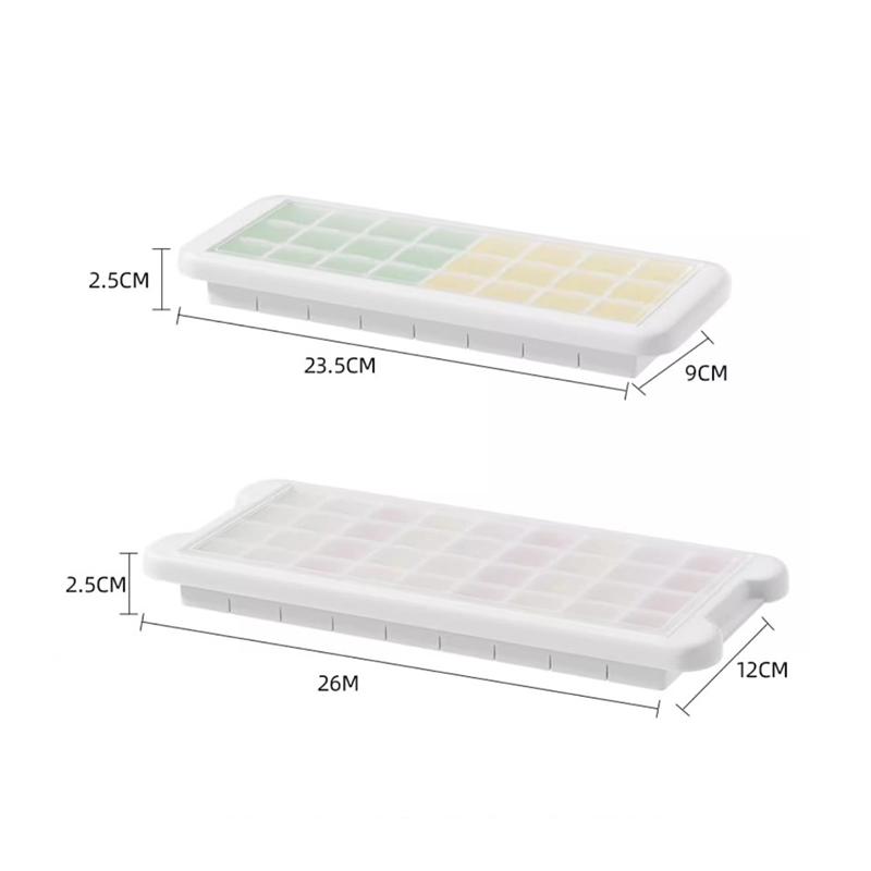 24/36 Grid Ice Tray White With Lid Homemade Silicone Ice Cube Mold Press Easy Demoulding Home Ice Box