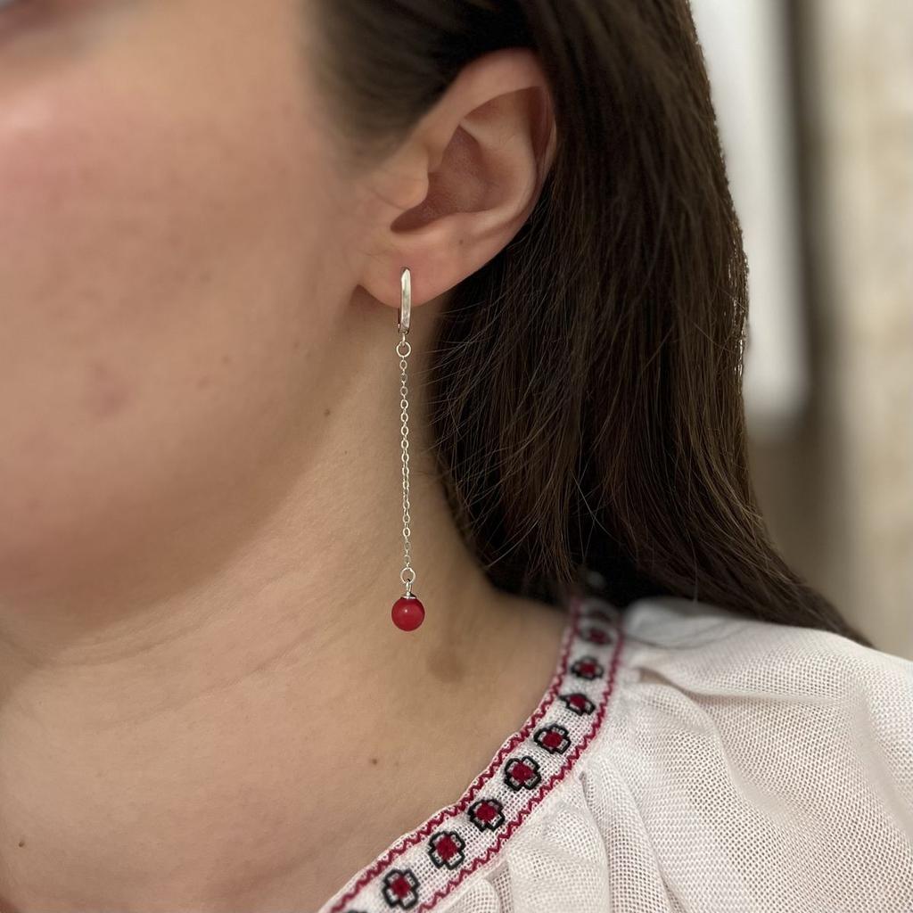 Silberohrringe mit Koralle (2136156)